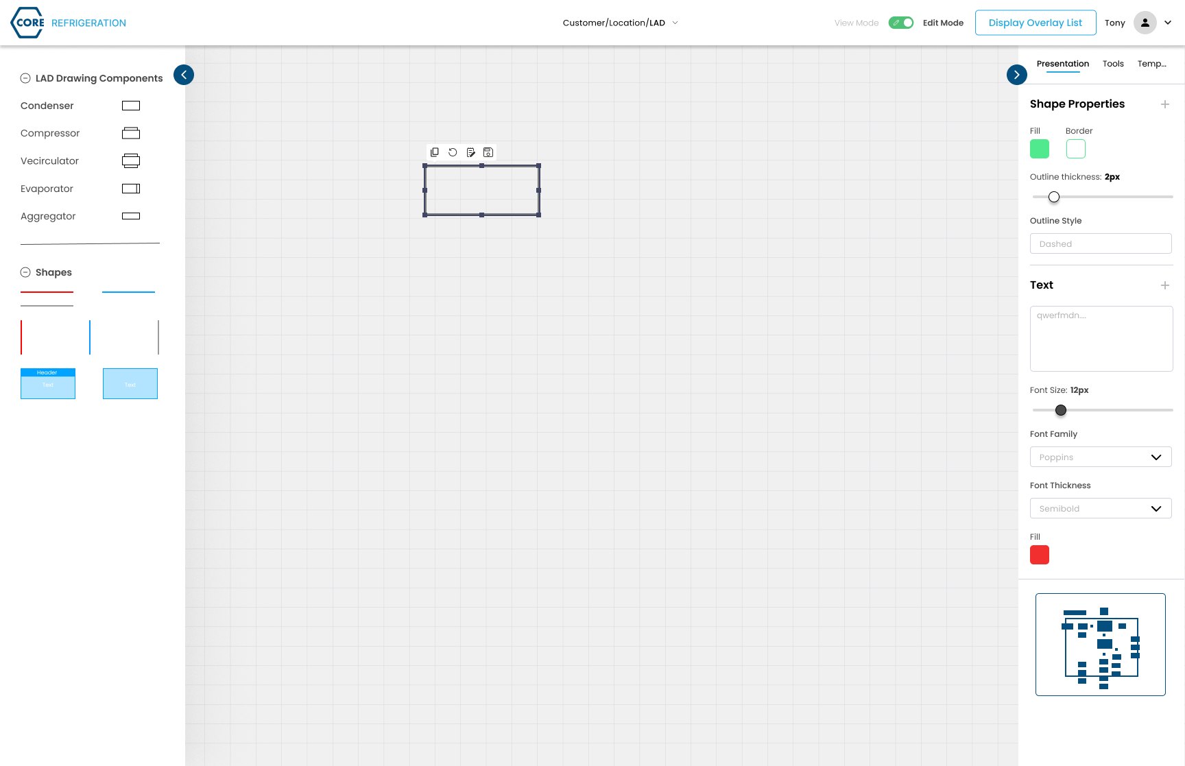 Light theme LAD canvas under the CORE brand